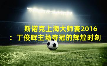 斯诺克上海大师赛2016:丁俊晖主场夺冠的辉煌时刻